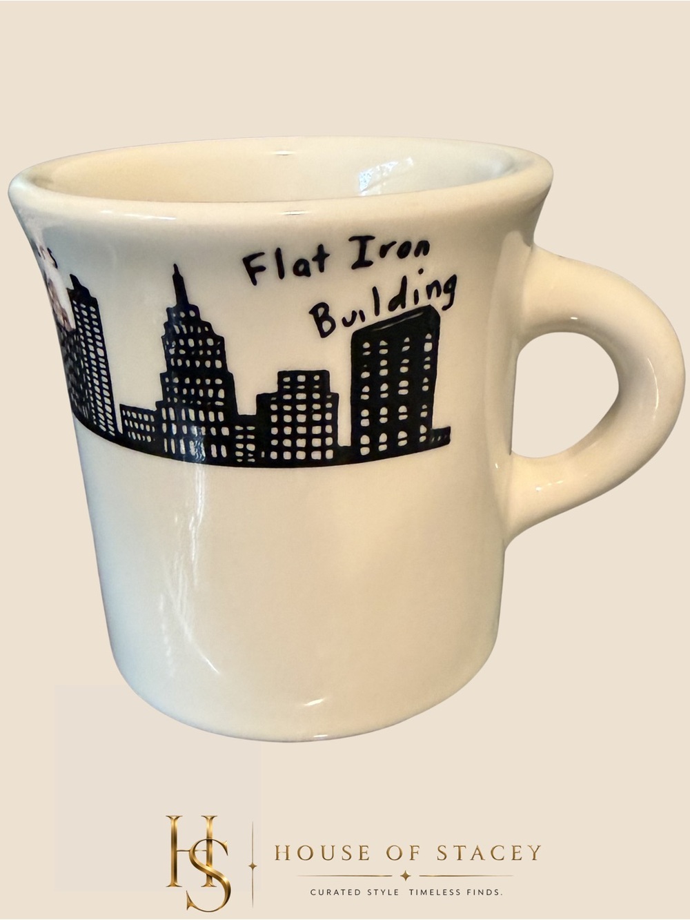 Vintage Homer Laughlin New York City Skyline Mug Twin Towers Woolworth Flatiron - Picture 3 of 6